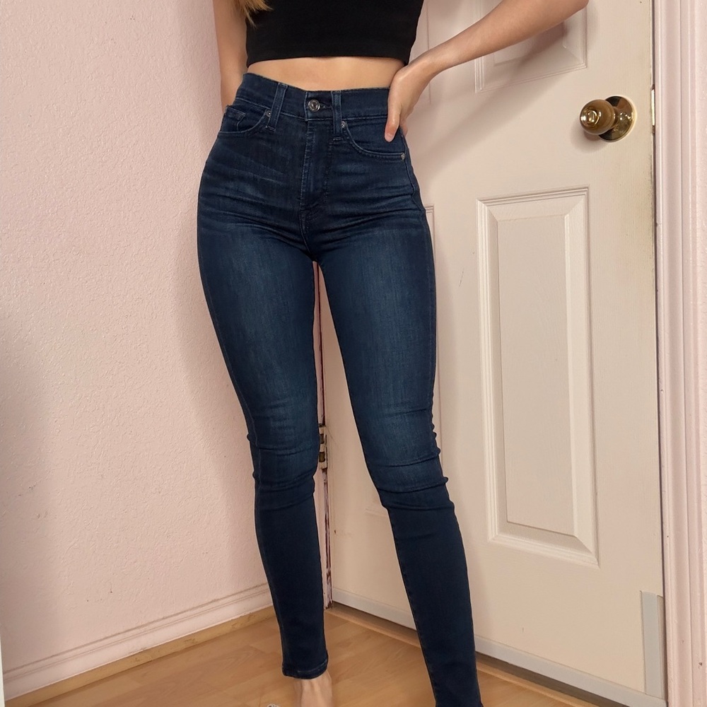 7 for all mankind gwenevere blue skinny jeans high waisted size 23 NWOT